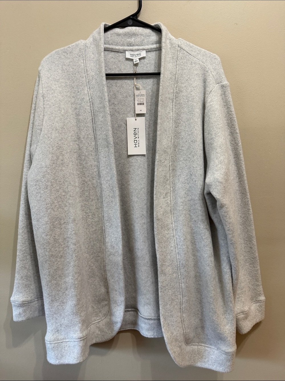 Haven Well Within NEW Cozy Fleece Open-Front Cadigan Heather Gray Sz Medium